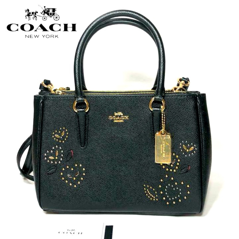 Coach Mini Surrey Carryall Black Heart  Limited Edition Leather Handbag